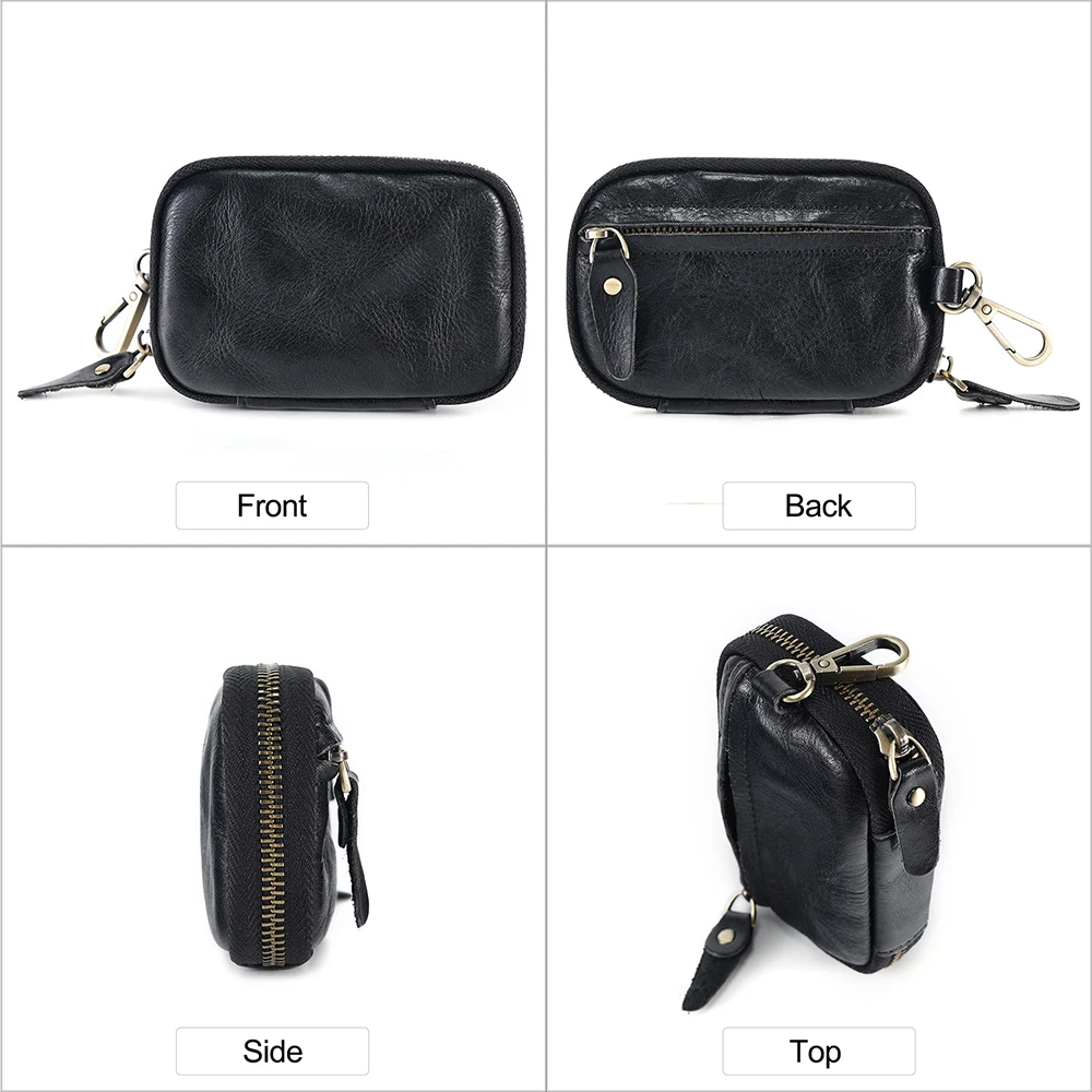 JOYIR Genuine Leather Key Wallet Man Housekeeper Keys Organizer Men Car Key Holder Zipper Keys Case Housekeeper Organizer