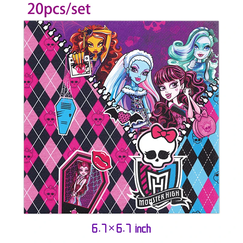 thumbnail image 1 of Decoración para fiesta de cumpleaños de Monster High, pancarta con globos, adorno para tarta, vajilla de Monster High, suministros para fiesta, baby shower, 1 of 5