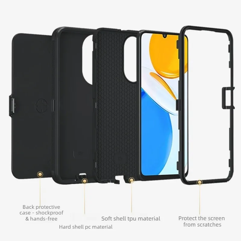 Durable Hybrid Armor Case with Clip and 3-Layer Protection Cover