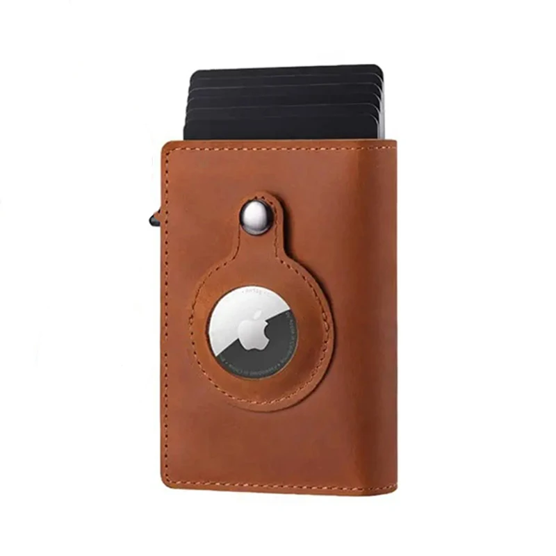Men's Aluminum Alloy Automatic Metal Card Box Large Capacity Real Pickup Bag Man Airtag Card Holders Bank ID Wallets