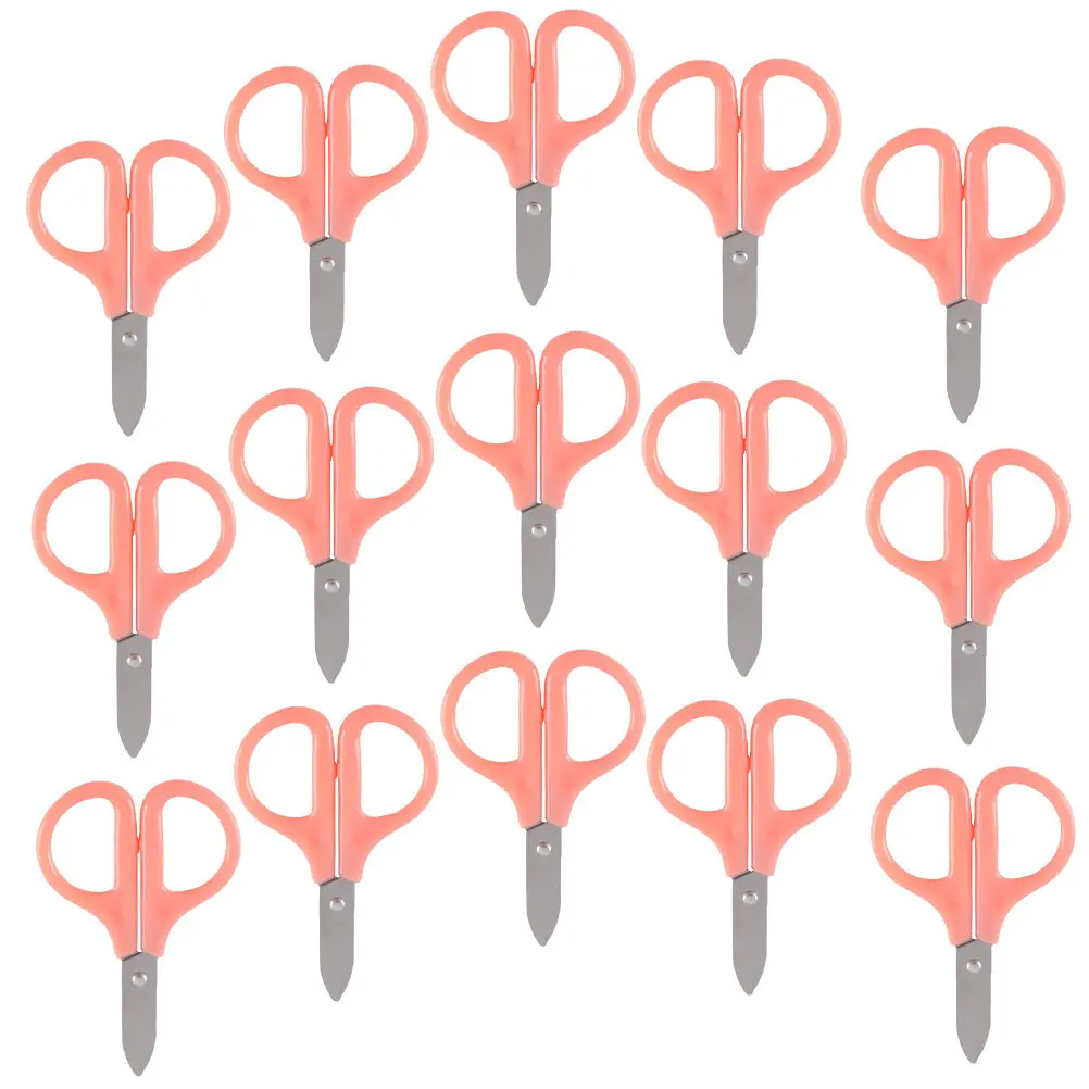 15Pcs 어린이 안전 가위 부드러운 가장자리 DIY 스크랩북 인사말 카드 학교 미술 프로젝트를위한 휴대용 소형 공예 가위