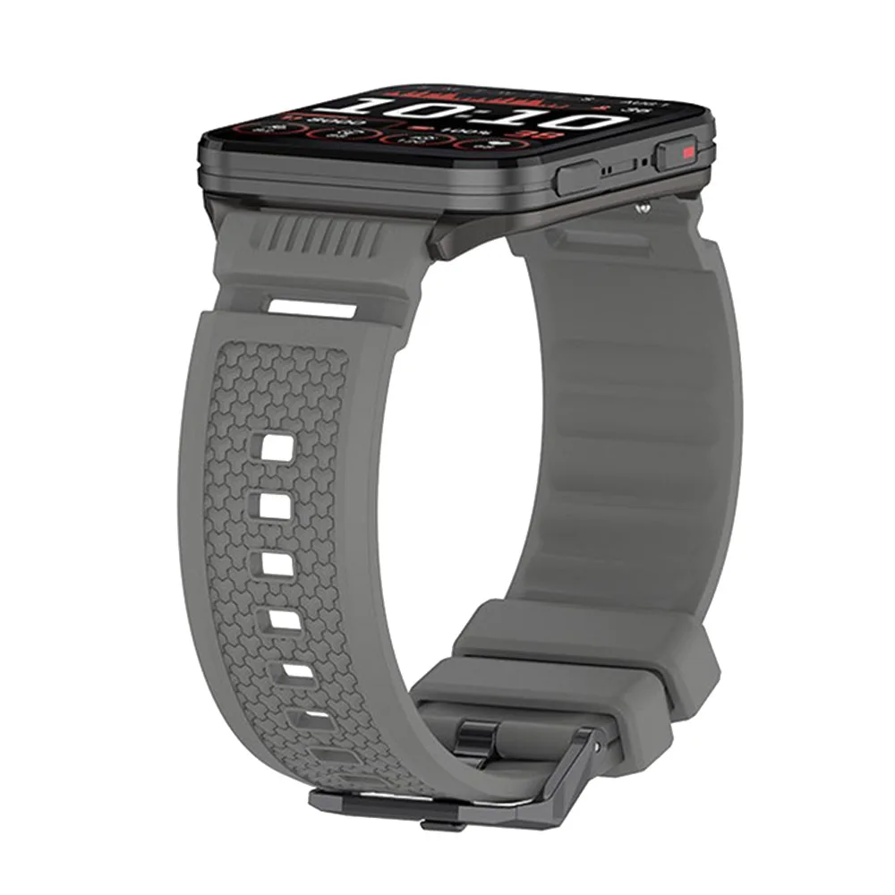 Textured Surface Black Buckle Silicone Watchband Strap