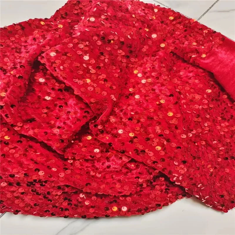 RED & GOLD Reversible 5mm Sequin Fabric Flip 2 Tone Stretch