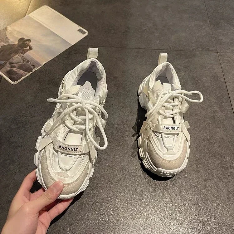 Lace Up Sports High on Platform Women's Athletic Shoes Sneakers Korean Offers Stylish Vulcanized Shoe Quality H Ladies Footwear - Image 2