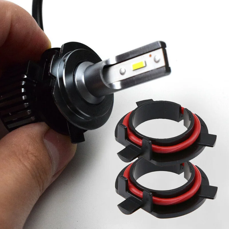 2Pcs H7 LED Headlight Bulb Adapter Bases Auto H7 Adapter Lamp Holder Socket Base Black Car