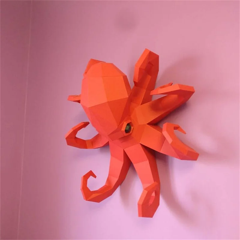 3D Paper Model 50cm Octopus Paper Model Large Marine Life 3D DIY Papercraft Home Decor Wall Decoration Hand Made Creative Puzzles Toys Paper Jigsaw Puzzle
