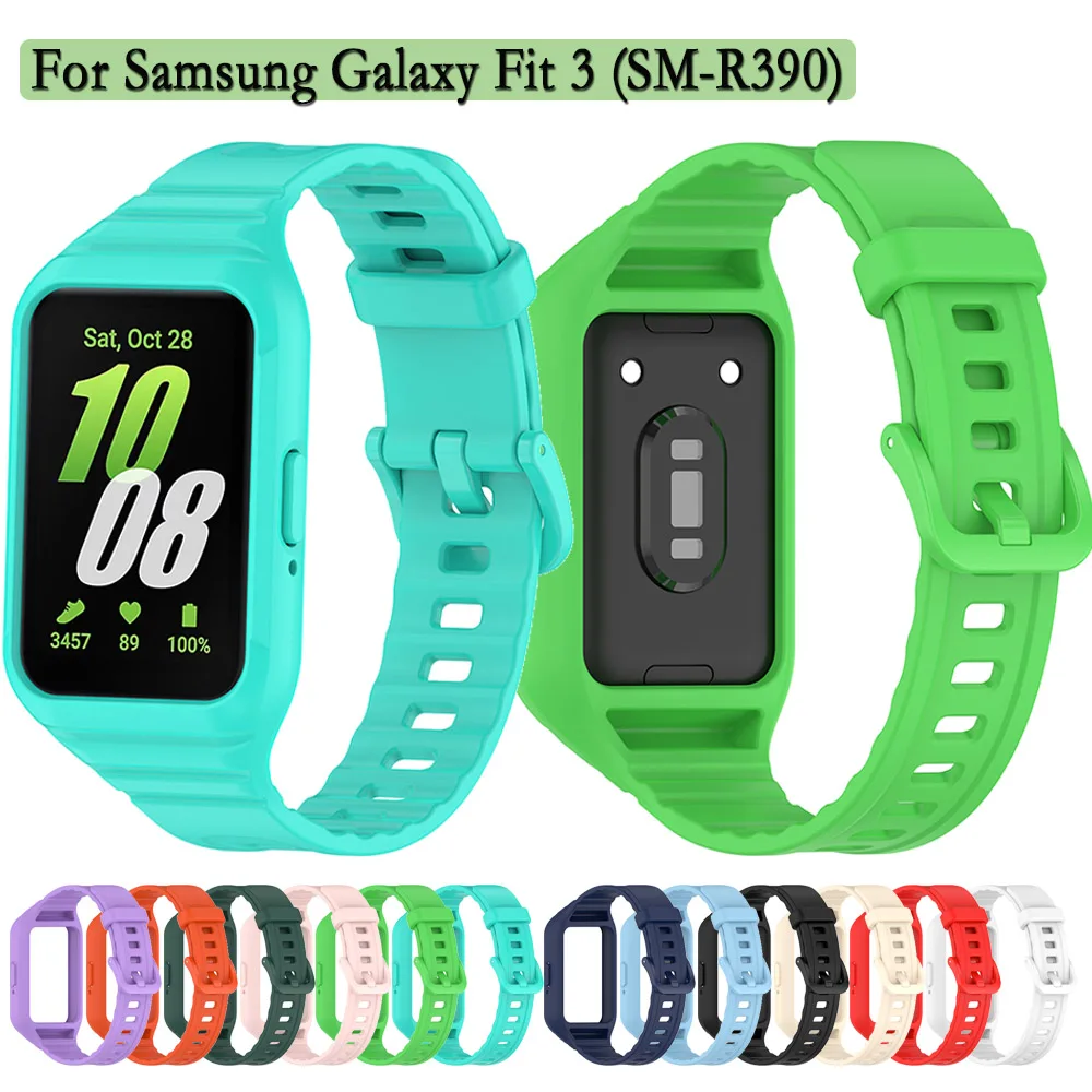 Not Seperated Strap For Samsung Galaxy Fit 3 SM-R390 Durable and Soft Silicone Adjustable Watchband Comfortable To Wear