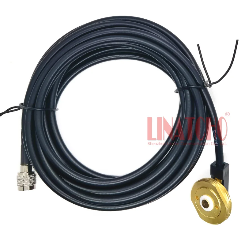 Antenna NMO Mounts Cable Kit with MINI UHF Male Connector 5 Meters RG58 Coax