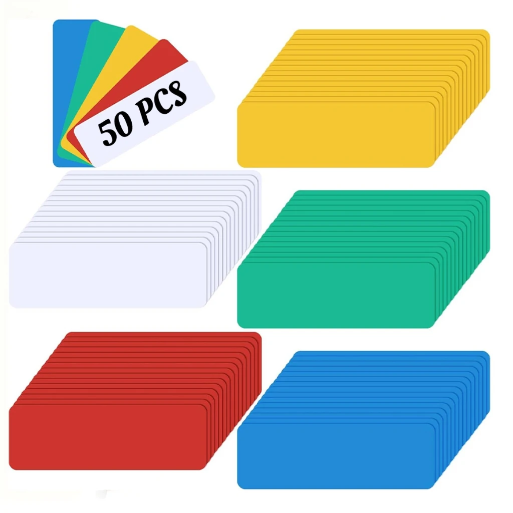 학교용 마그네틱 라벨 50개, 1.2 x 3.2인치 재사용 가능한 마그네틱 이름표 스티커, 교실 및 사무실에 적합