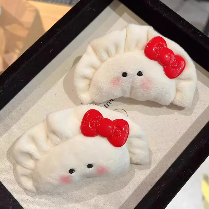 Cute Bow Dumplings Hair Clips for Kids Adult Cartoon Funny Hair Claws Princess Girl Sided Clips Kids Headwear Photography Props 3