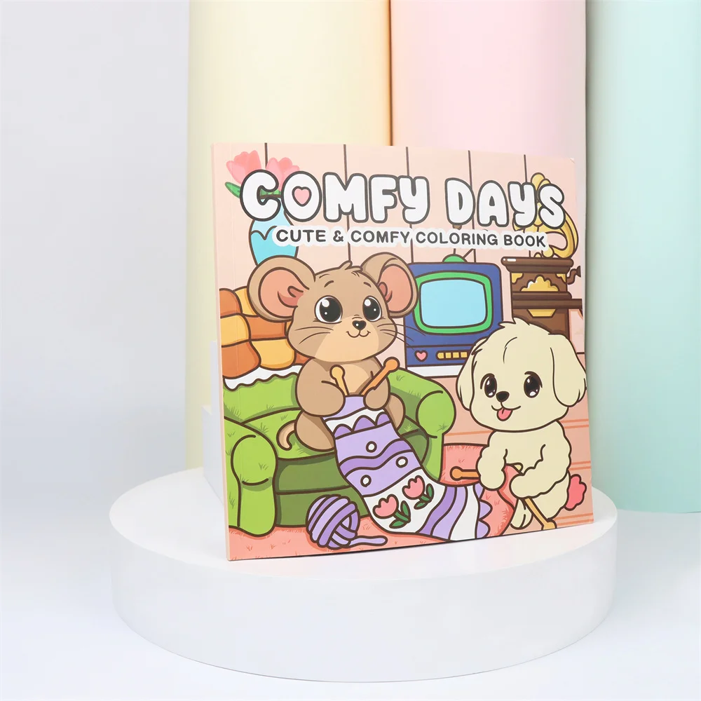 fuzzy hygges coloring book Creative Winter Animal Theme 40 Pages Stress Relief Winter Animal Coloring Book For Adults & Teens 3