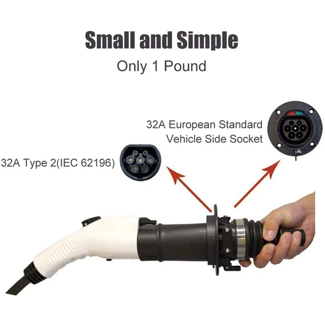 EVSE EV Adaptor 32A SAE J1772 Type 1 To Type 2 Plug EV Adapter Electric Cars Vehicle Charger Charging Connector 5