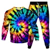 Colorful Tie Dye Vortex 3D Print Men's Sportswear Set New Long-Sleeved T Shirt Pants 2-Piece Set Oversized Pullover Men Clothing 5