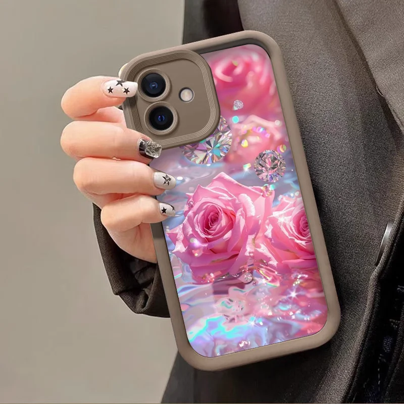 Luxury Romantic Butterfly & Pink Rose Phone Case - Shockproof Soft TPU Bumper Cover