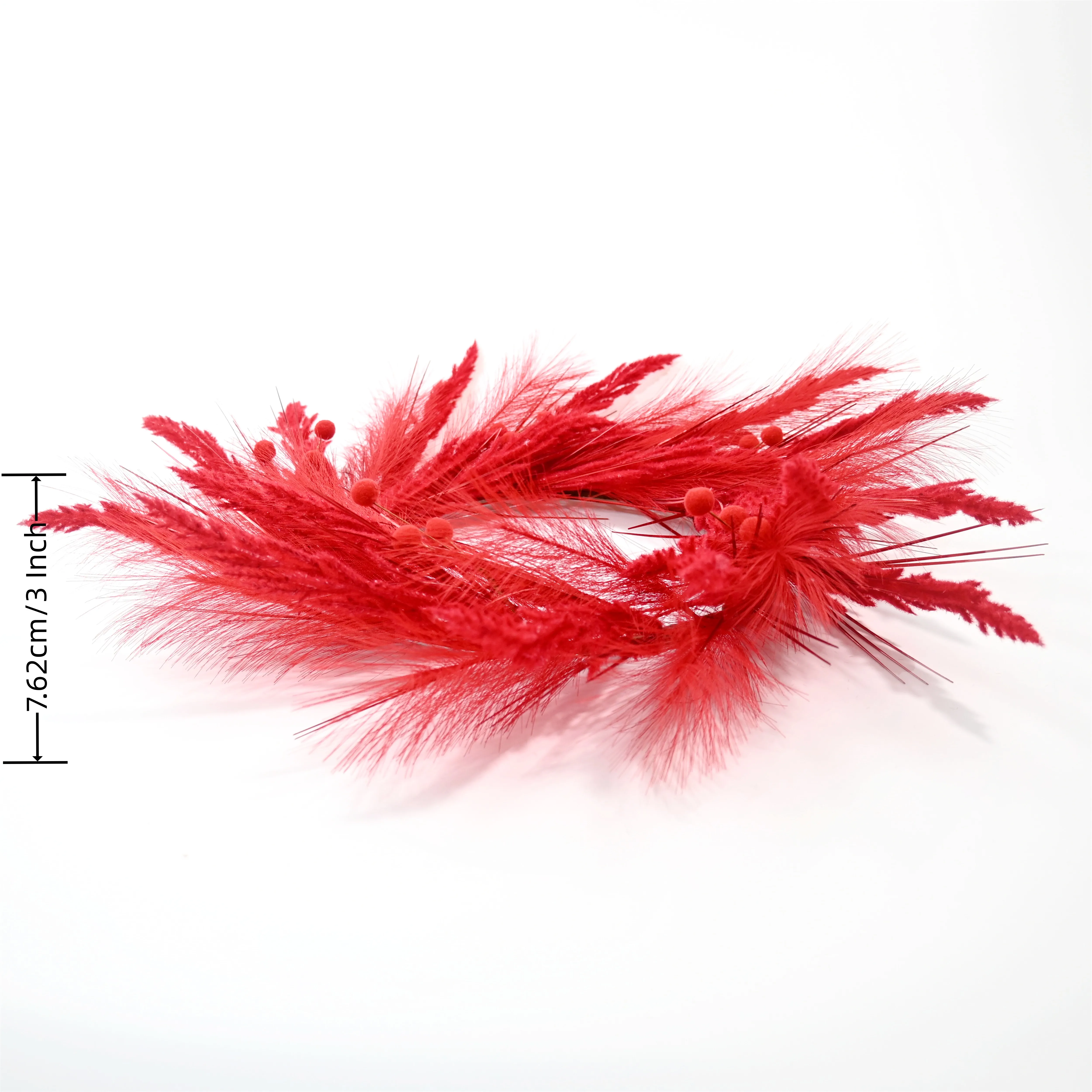 22 Inch Pampas Reed Wreath Fluffy Feathers Pom Pom Berries Plastic Plants