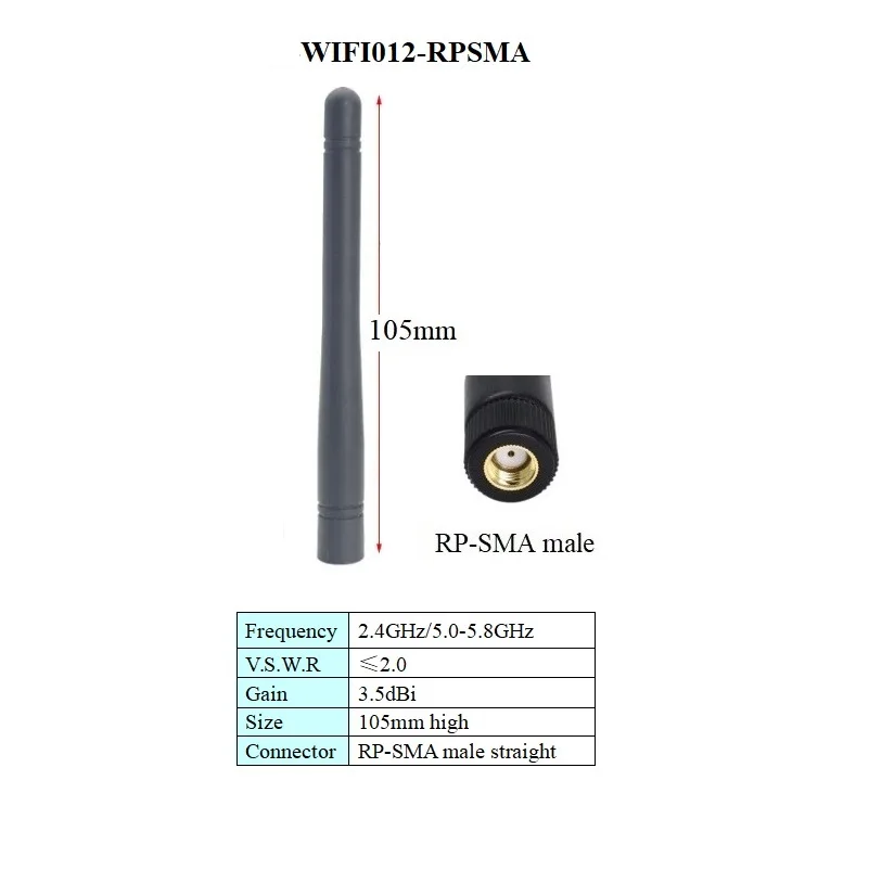 Antenne WiFi FPV 5.8G 4dBi RP-SMA pour Drone - Lot de 6 Couleurs