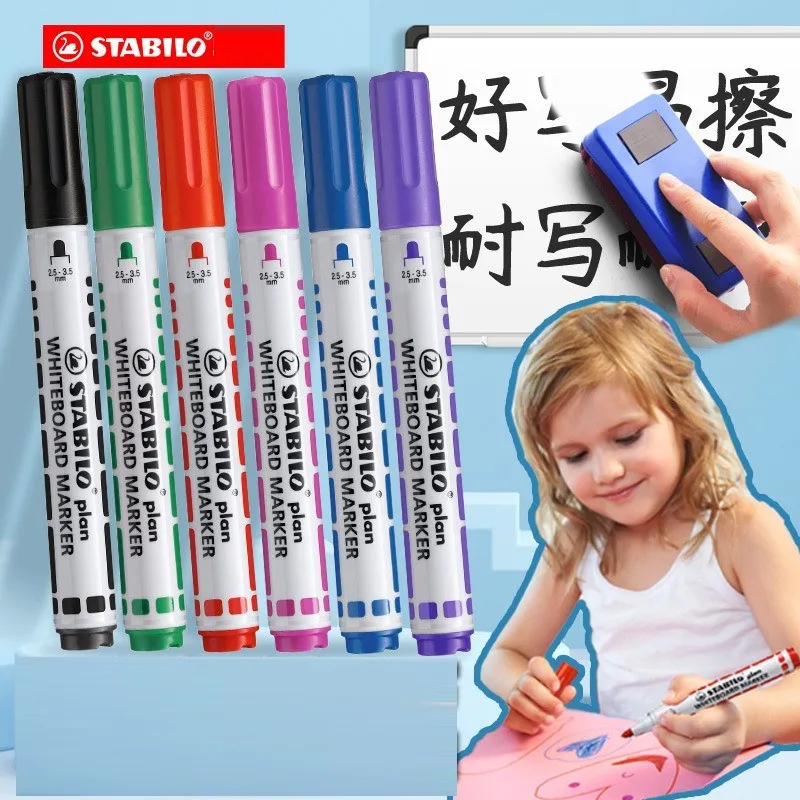 Stabillo 641 마크 노트 번호 펜, 건조 방지, 닦기 쉬운 라운드 헤드 화이트보드 펜, 수성 펜, 지우기 가능