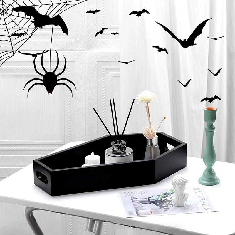Coffin Shape Black Tray Storage Box Gothic Home Wood Tray Halloween Decoration Birthday ChristmasThanksgiving Day Present Gift 2