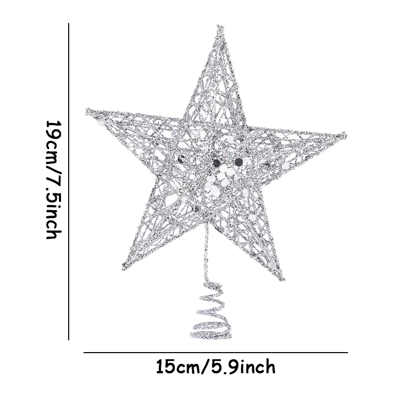 Description Picture 5 of item1pc Gold Glitter Christmas Tree Topper Christmas Decorations For Home 2024 Xmas Tree Ornaments Navidad Natal New Year Gift 2025