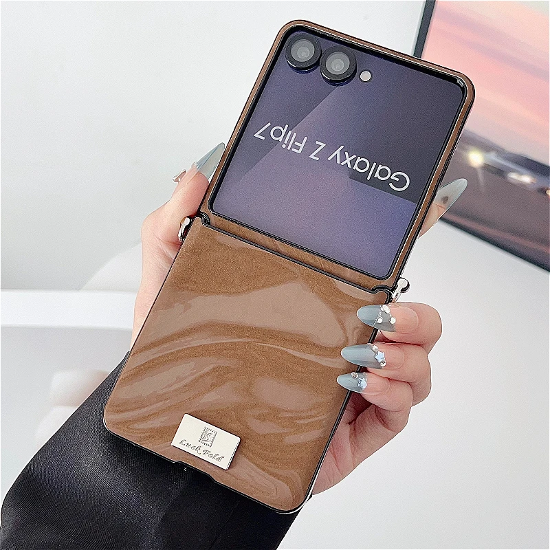 Luxury Water Ripple Leather Case with Nameplate and Lanyard - Fashion Back Cover