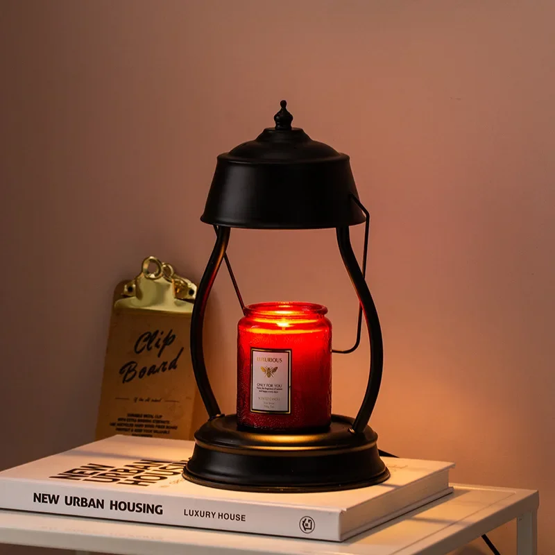 

Retro Lantern Wax Candle Melting Warmer Light Glass Desk Lamp Emanate Aroma Aromatherapy Burner Table Lamps Decor for Bedroom