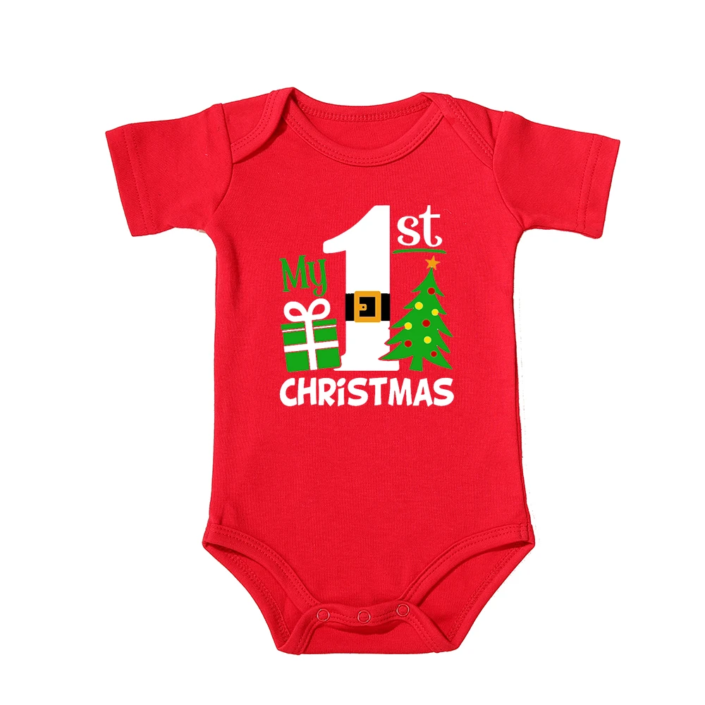 My First Christmas Kids Red Short Sleeve Jumpsuit Fashion Toddler Boy Girl Infant Outfit Clothes Cute Deer Print Xmas Best Gift cotton romper summer jumpsuit baby jumpsuit baby clothing