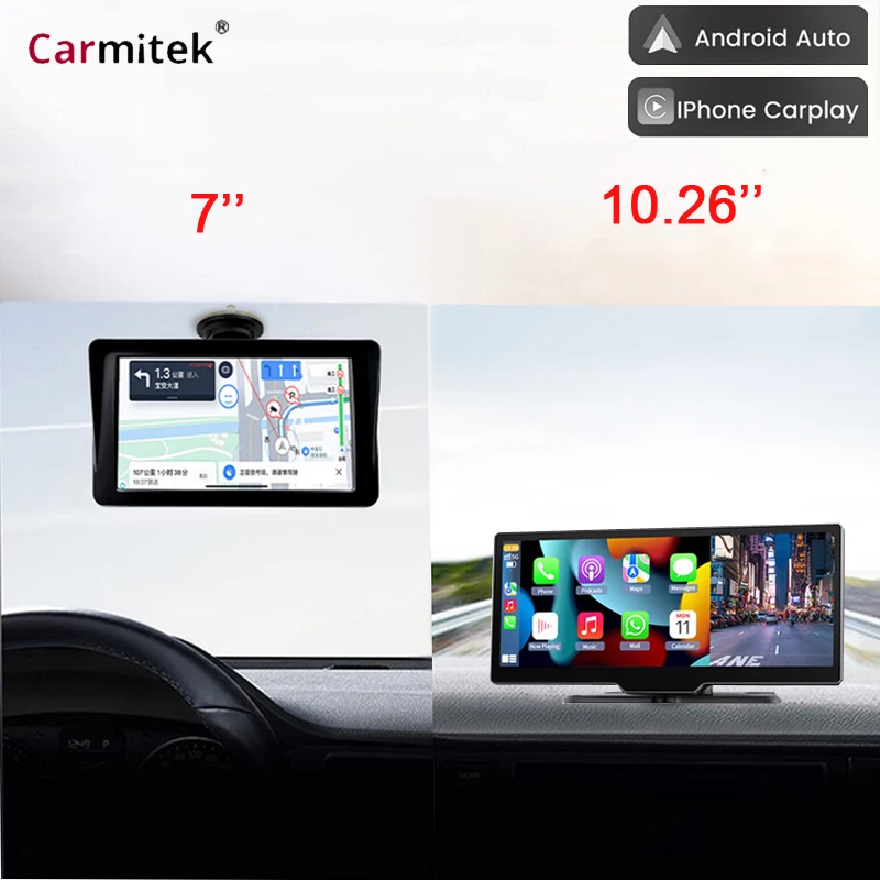 Portable Dash Mount Wireless Apple Carplay Screen Gps For Car Truck Rv Universal Touch Control