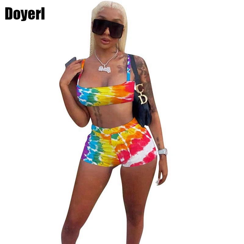 Conjunto ropa deportiva para mujer, conjunto de 2 piezas formado por Top corto y pantalones cortos, chándal de verano, 2022 - AliExpress Ropa de mujer