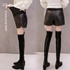 Cotton's Belly Patchwork PU Leather Shorts For Pregnant Women Fashionable Wide-legged Short Pants Maternity Side Split Trousers 4