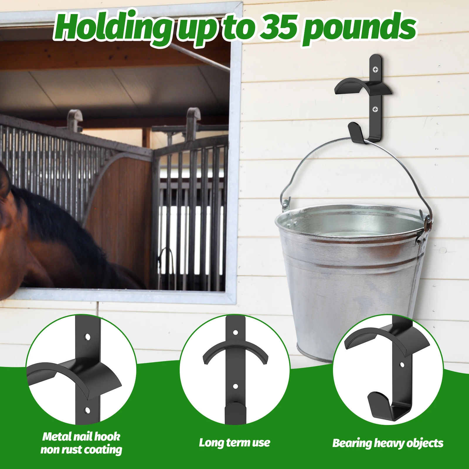 4Pcs Horse Bridle Rack Metal Wall Mounted Bridle Holder with Tubes and Screws Anti Rust Coating Bridle Hook Horse Barn Supplies