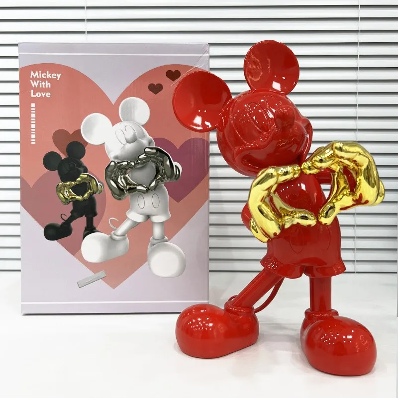 

Disney 28/30cm Mickey Mouse Figure Resin Model Cute Mickey Love Sitting Movable Doll Toy Gift Home Furnishing Halloween Gifts