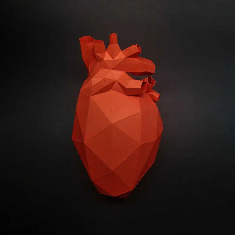 30cm Heart Model Medical Science 3D Wall Hanging Low Poly Papercraft DIY Handmade Room Decoration Origami Creative Puzzles Toys