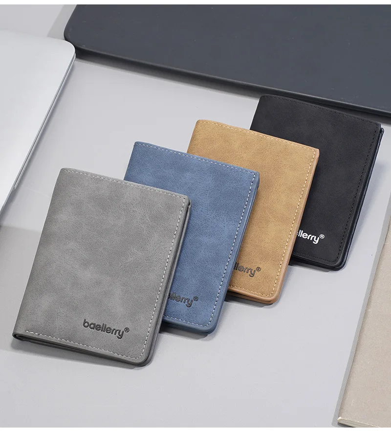 Neue Business-Vertikal-Kurzbrieftasche für Herren, modisch und einfach, Kartenetui mit mehreren Steckplätzen, dünne, matte Jugendbrieftasche, kleine PU-Geldbörse – Detail 9