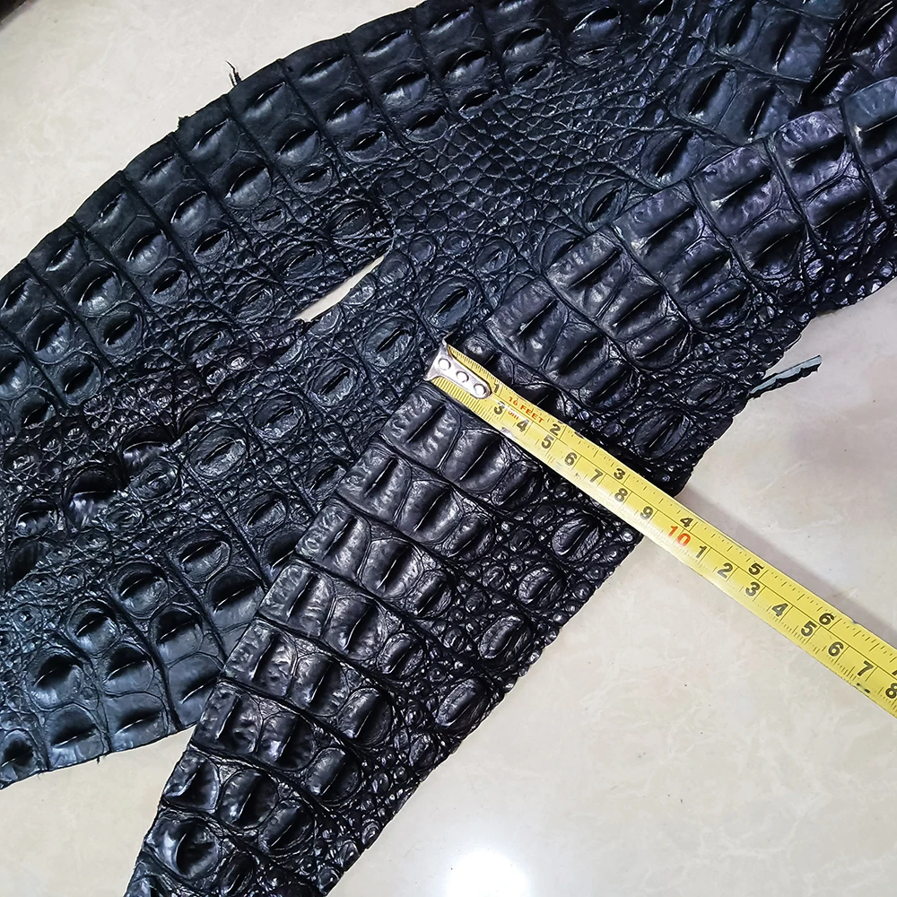 Leather Fabric Leather Material Handmade Leather Genuine Leather Crocodile Spine Material, Black Keychain, Pendant, DIY Leather Bag Accessories, Handmade