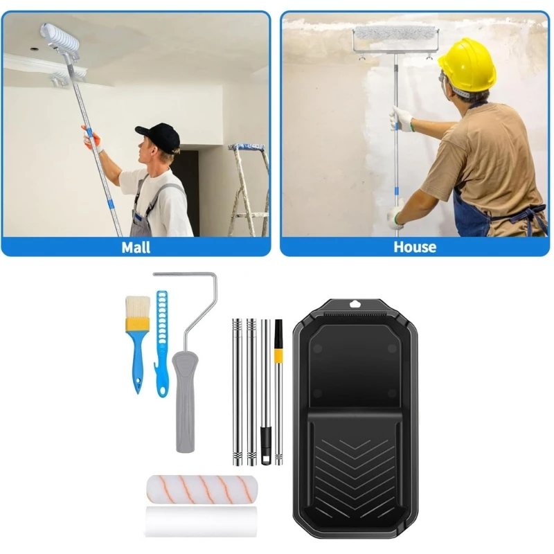 Portable Paint Roller Set Includes Foam and Microfiber Rollers for Wall