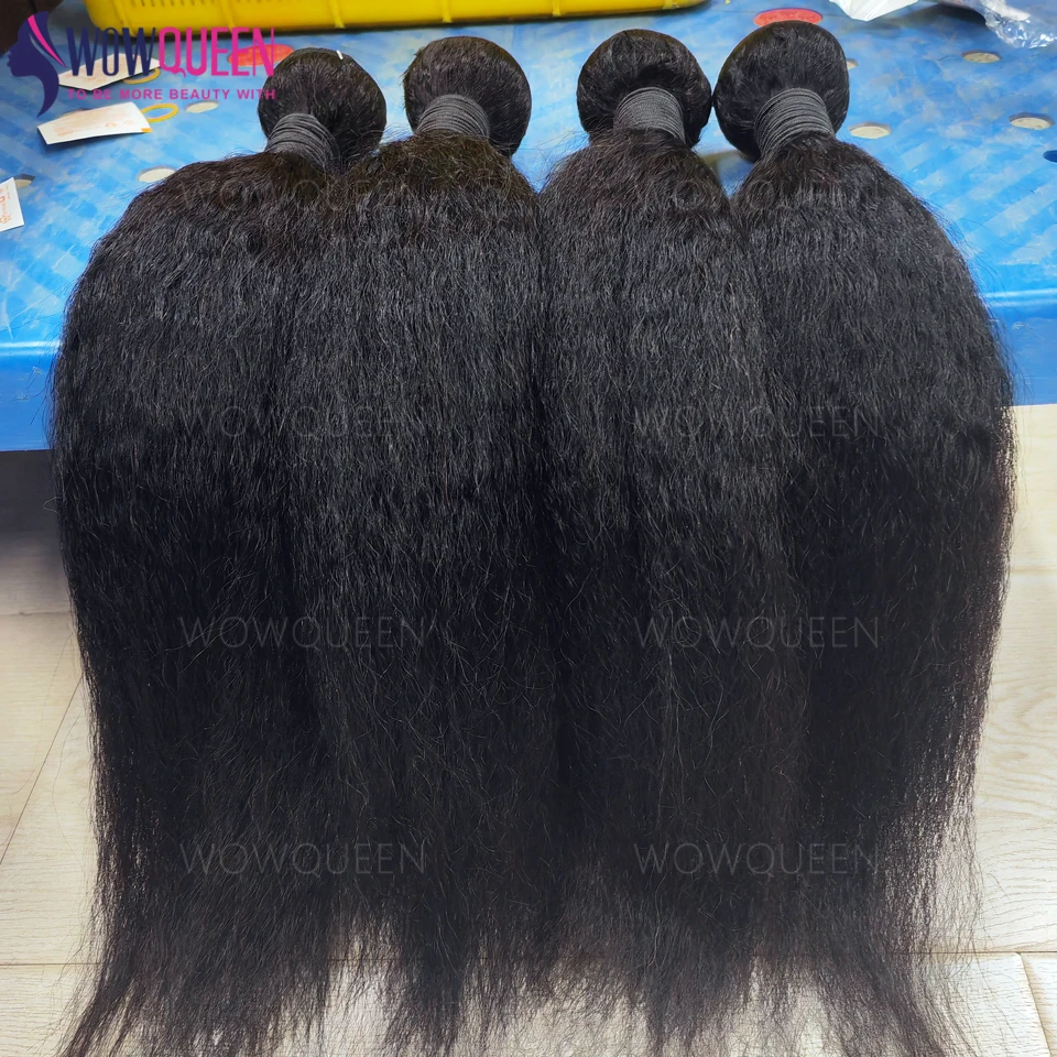 Kinky Straight Human Hair Bundles 100% Human Hair Yaki Straight Bundle 12A Natural Color Weaving Human Hair Extensions 32 Inch 1
