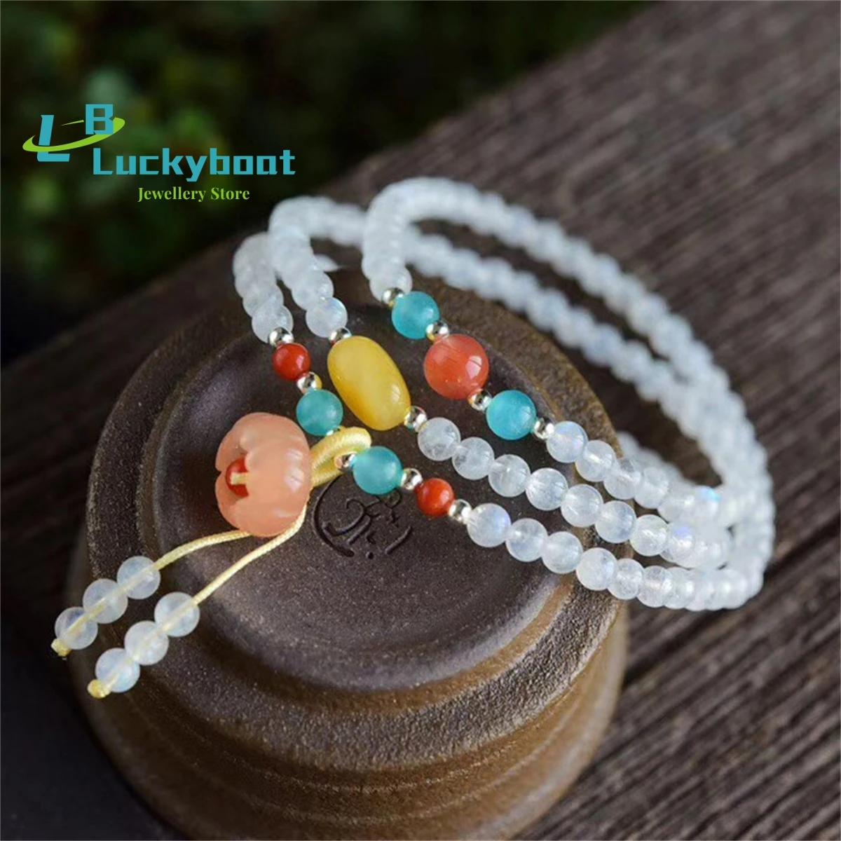 Wholesale Natural Blue Moonlight Multi Loop Bracelets White Body 