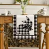 Spring Easter Rabbit Carrots Buffalo Plaid Linen Table Runner Washable Farmhouse Kitchen Dining Table Runner Easter Decorations 2