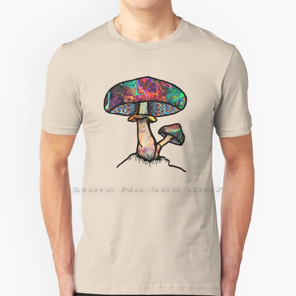 Papa Shroom T Shirt 100% Cotone Funghi Colorati Arcobaleni Trippy Lsd Acid High Galaxy Frattal Consapevolezza Vivace Amore