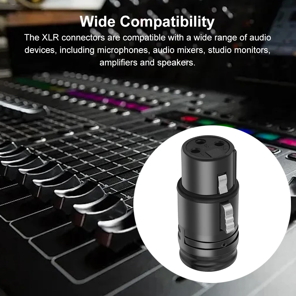 Black Zinc Alloy XLR Microphone Solder Adapter for Audio Devices