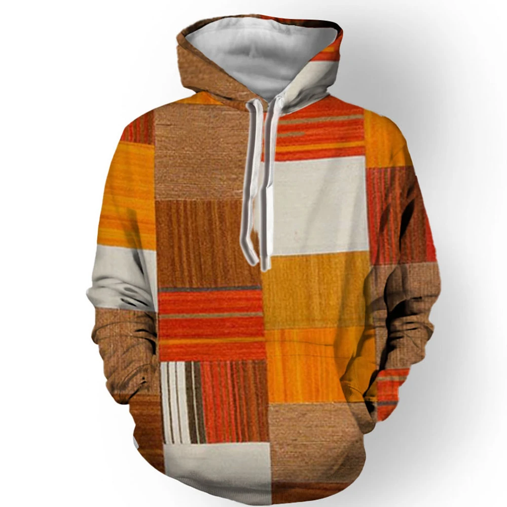 

2000s Retro Men's Clothing Hoodie 3d Printed Vintage Plaid Pattern Casual Fashion Comfortable Harajuku Y2k Oversized Men's 5xl