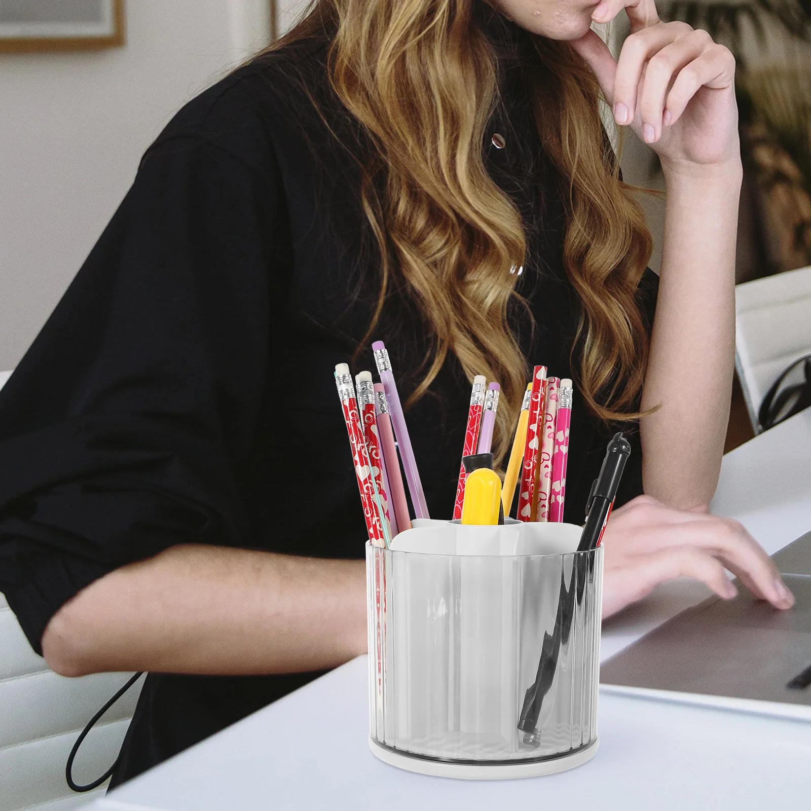 

Nice Holder Rotatable Pen Holder Wear-resistant Pencil Organizer Holders for Desk Convenient Stationery White Student