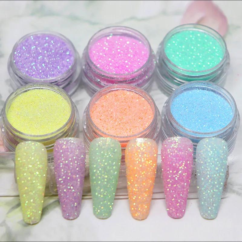 6Box Chrome Pigment Dust Nails Glitter Powder Sugar Powder Coat Effect
