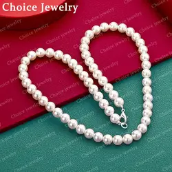 Sterling Silver Multi - Colored Pearl Necklace for Women - Elegant Fashion Jewelry (White)