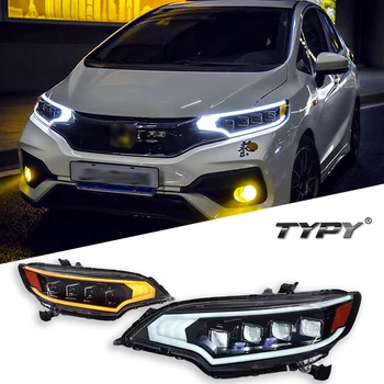 TYPY Car For Honda Fit Jazz GK5 Headlights 2014-2020 Upgrade Modified New DRL Dynamic Turn Signal LED Headlight Auto Accessories
