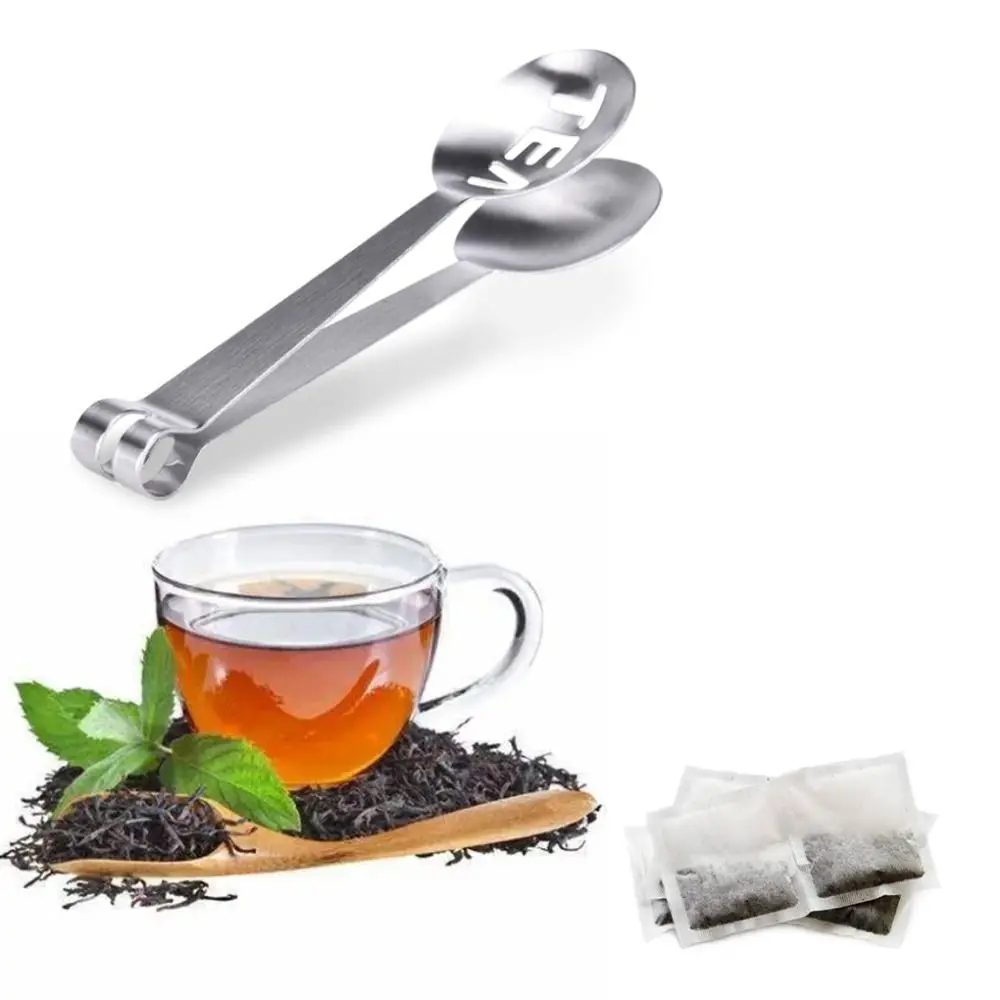 12.3/17cm Stainless Steel Tea Bag Clip Tongs Teabag Squeezer Tea Leaf Strainer Holder Grip Spoon Mini Sugar Lemon Ice Cube Clip