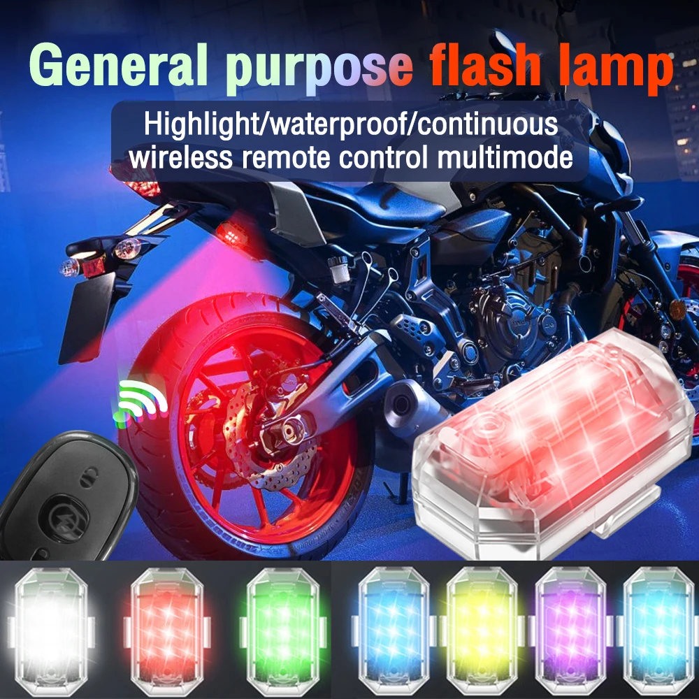 Wireless LED Strobe Light with Remote, High Brightness 7 Colors USB  Rechargeable Flashing Lights for Car, Trucks, Motorcycle, Bike, Vehicles,  Drone