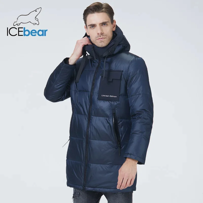 ICEbear male travel wear hooded winter coat large pocket men's clothing MWD21923I parka coat parkas coat