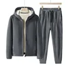 Plus Size 7xl 8xl Men's 2pcs Tracksuit Sets Winter Warm Polar Fleece Liner Jacket+pants Set Men Casual Thick Sportswear Clothes 4