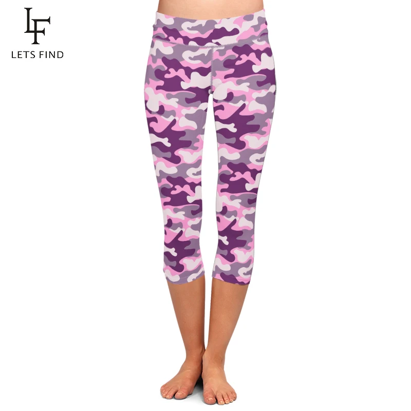 Nesfashion Women Pink Camouflage Printing Casual Leggings 
